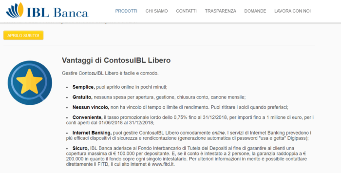 ContoSuIBL vincolato: conto deposito IBL Banca ...